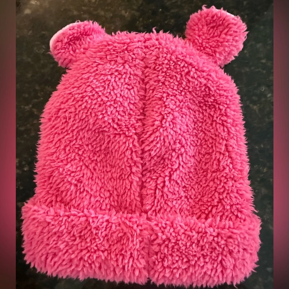John Deere Pink Plush Toddler Winter Hat with Easr